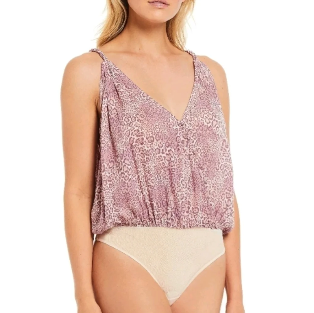 Free People intimately Animal Print Bodysuit sz M